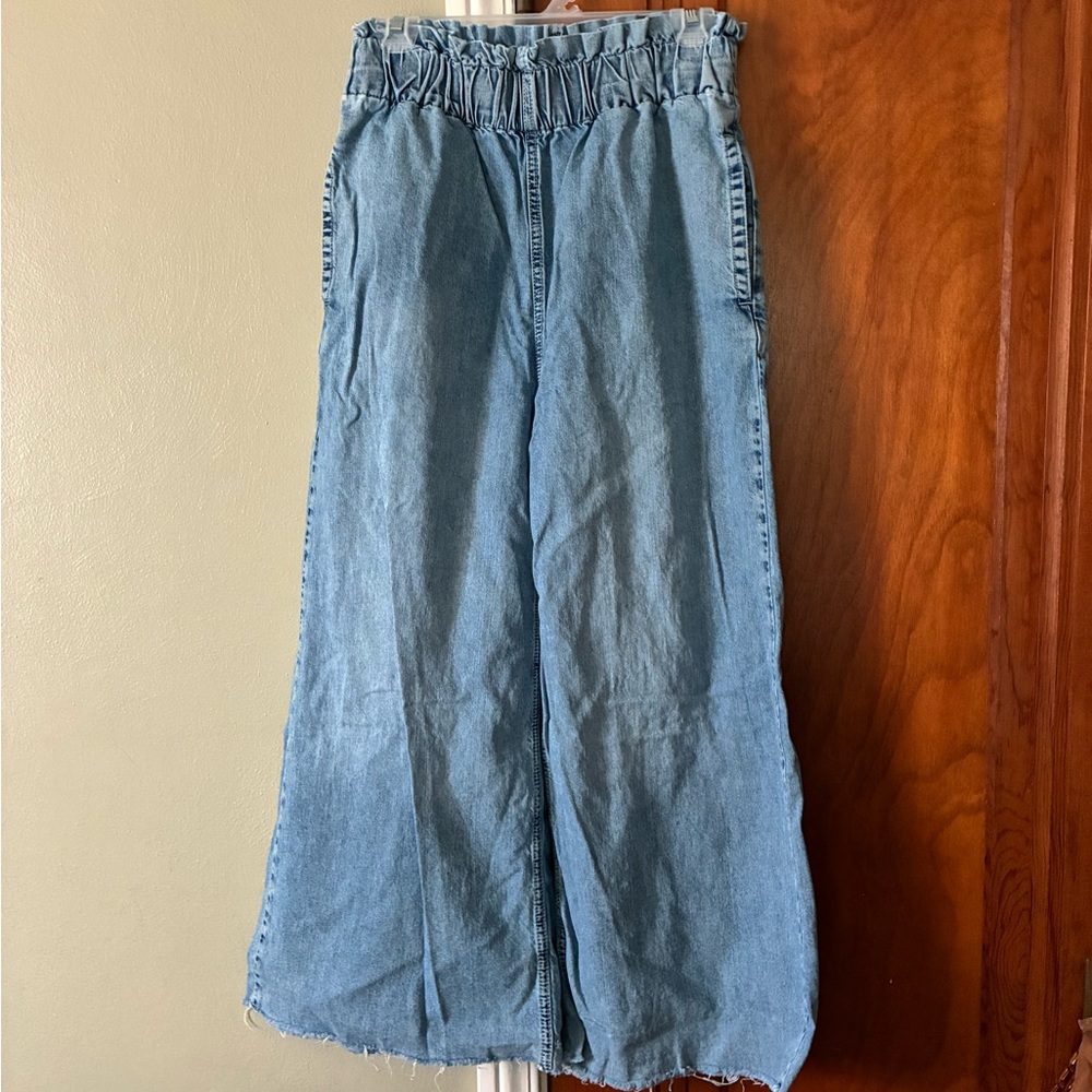 We The Free High-Waisted Blue Denim Wide-Leg Pants